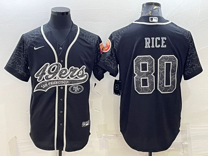 Men San Francisco 49ers #80 Rice Black Reflector 2022 Nike Co branded NFL Jerseys